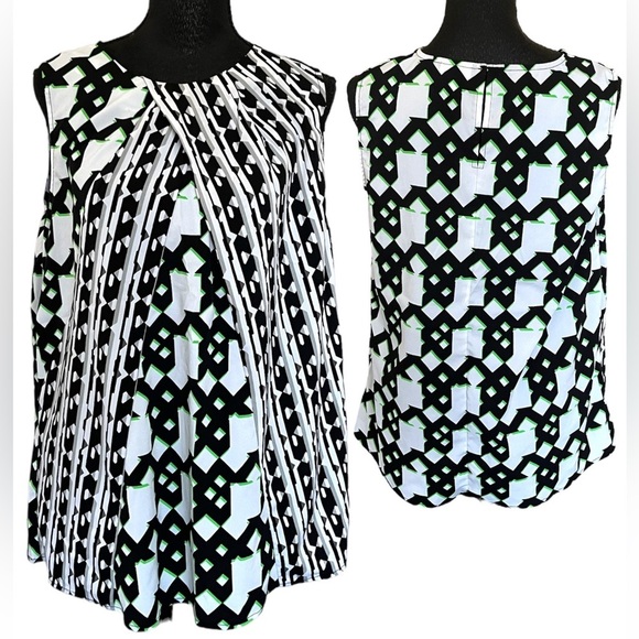 Peter Pilotto for Target Tops - -Peter Pilotto for Target sleeveless top black white and green geometric tanktop